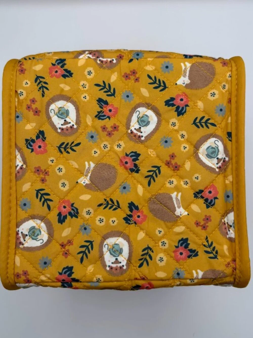 Everything Mary - Yellow Hedgehog Print, Quilted Craft Organizer Tote Bag. NWOT